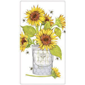 Sunflower Vase Bouquet Dish Towel