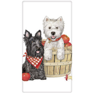 Terrier Fall Apple Dish Towel