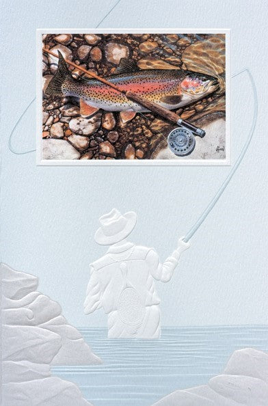 Rainbow Trout Fly Fishing Birthday Card