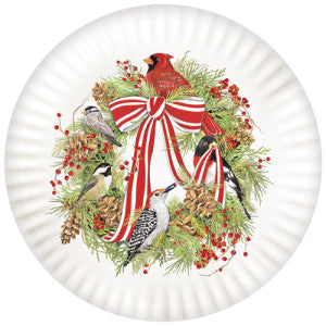 Winter Birds Wreath Melamine Holiday Platter