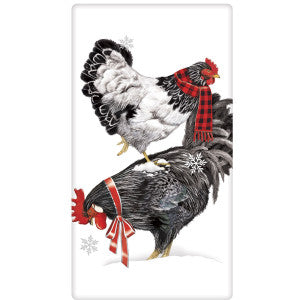 Chicken Winter Scarf Dish Towel