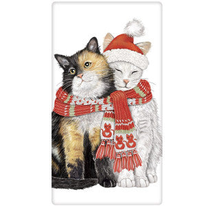 Cuddly Cats Winter Scarfs Dish Towel