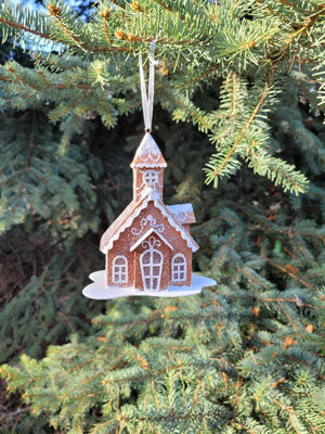 Baker Street LED Gingerbread Church Ornament