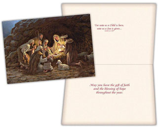Baby Jesus in the manger wise men greeting cards