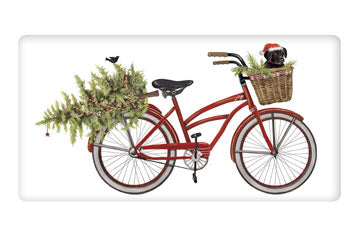 Red Bike Christmas Tree Dish Towel