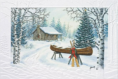 Cabin In The Woods Canoe and Wreaths Cards