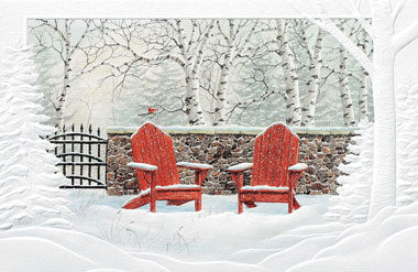 Red Adirondacks Snow Covered Christmas Cards