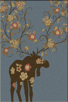 Rugs By American Dakota Moose Blossom Blue Rug