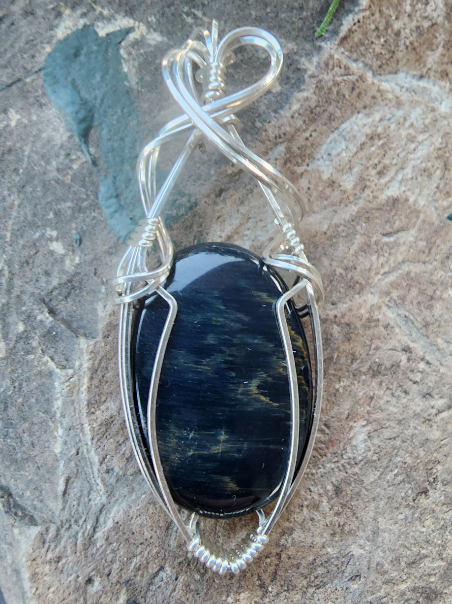 Blue Tiger's Eye Necklace Pendant