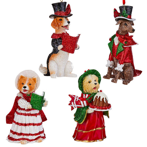 caroling and choir dog ornaments set of 4