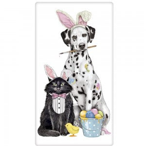 black cat and dalmation dog with rabbit ears
