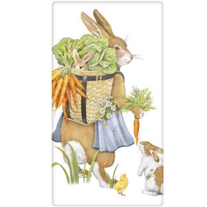 easter rabbit with basket on back with carrots