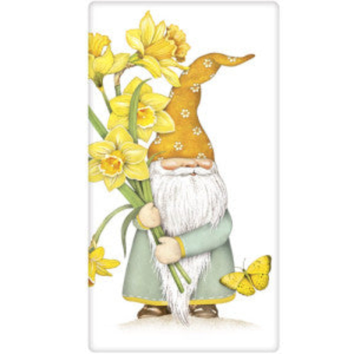 gnome towel with daffodils