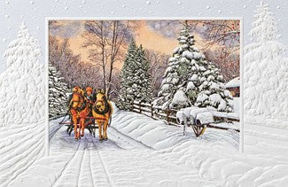 Horses in Snow Christmas Card