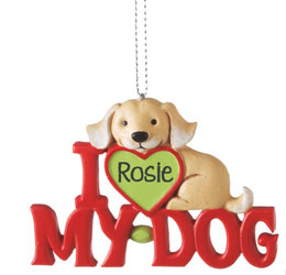 I Love My Dog Ornament Personalize