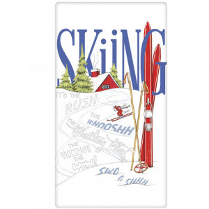 Skiing Cabin Dish Towel