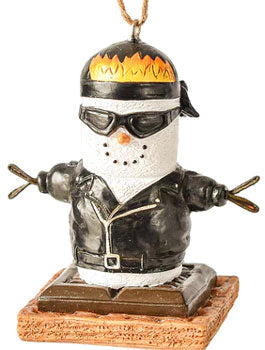 smore ornament biker with leather jacket and sun glasses