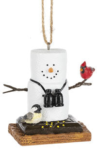 S'mores Original Birdwatcher With Cardinal Bird Snowman Ornament