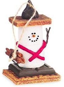 boy or girl scout smore ornament with firewood