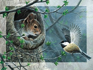 Squirrel and Chickadee Greeting Card