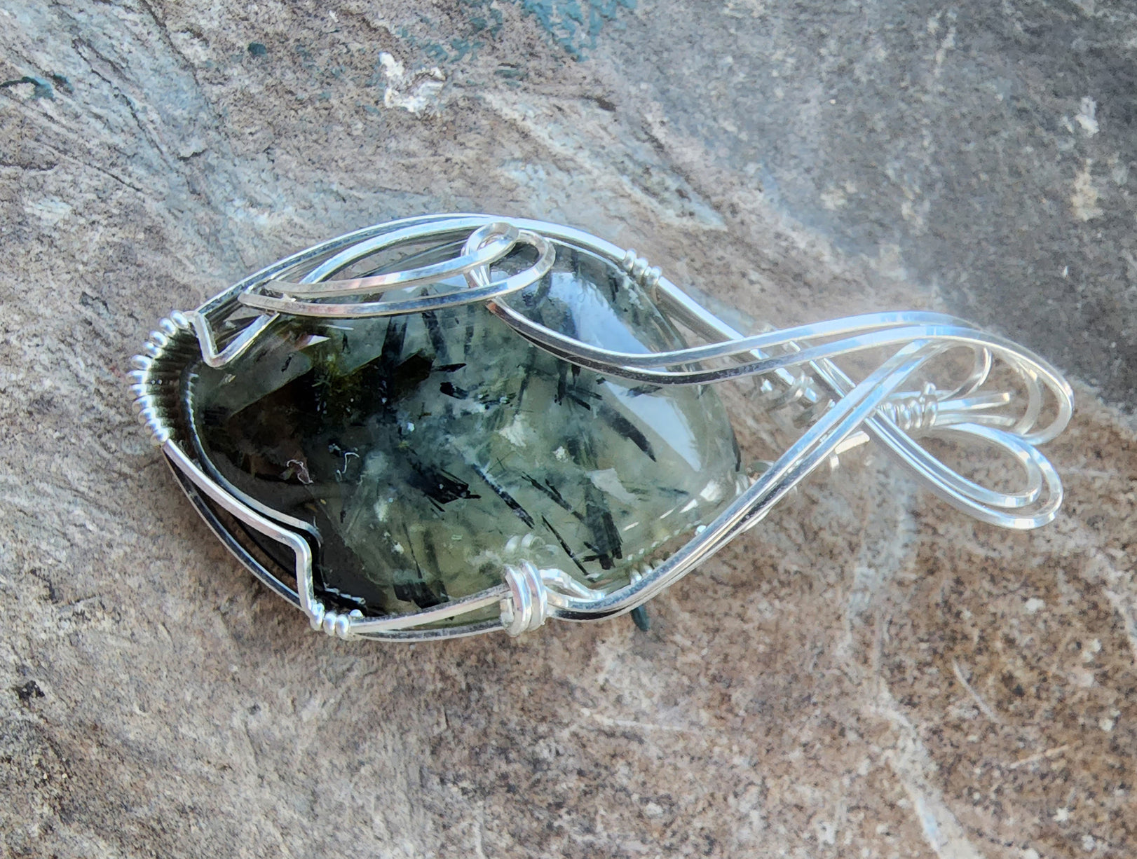 Tourmalinated Quartz Necklace Pendant